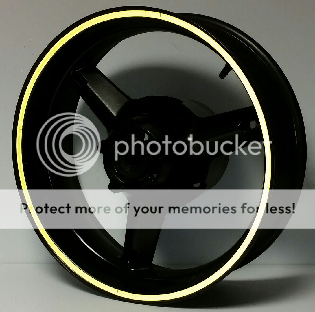 BRIGHT YELLOW REFLECTIVE MOTORCYCLE RIM STRIPES WHEEL DECALS TAPE