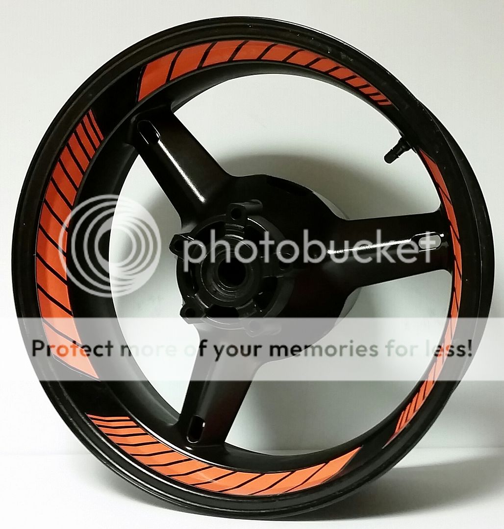 BRIGHT ORANGE CUSTOM INNER RIM DECALS WHEEL STICKERS STRIPES TAPE
